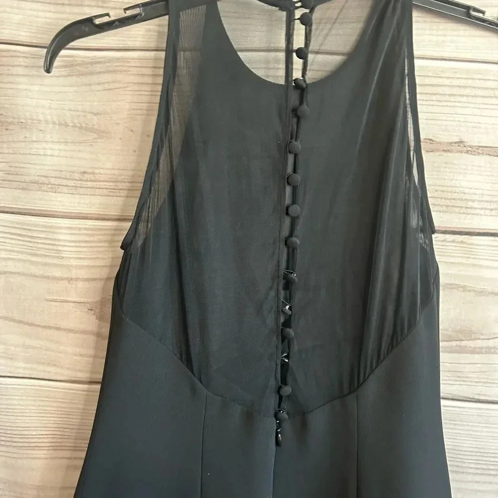 Ann Taylor Black Sleeveless Button Back Fit and Flare‎ Knee Length Dress Sz 10 - Picture 4 of 7